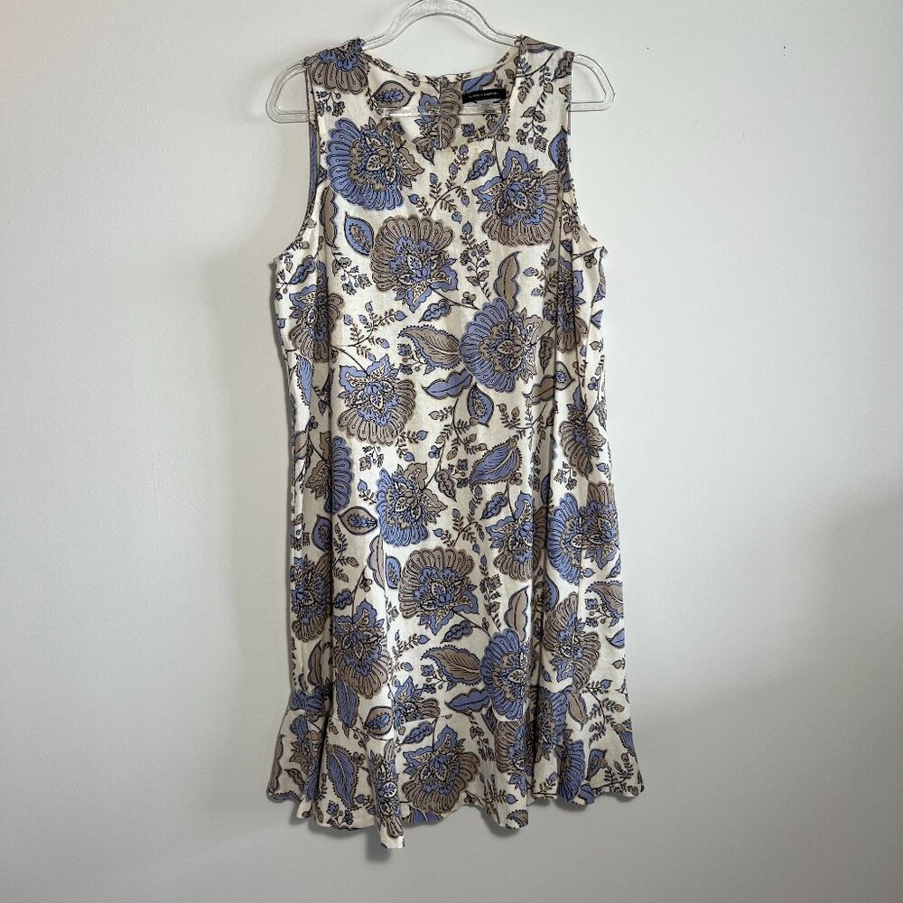 Tommy Hilfiger Dress Women's 8 Linen Blend Floral Tank Shift Ruffle Hem floral